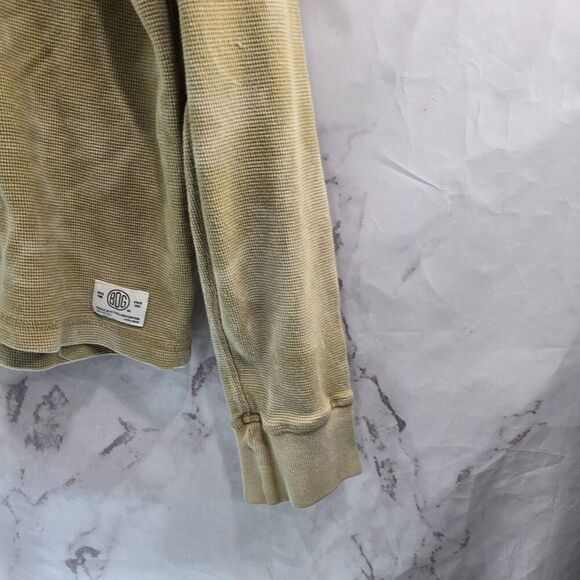 BDG Shirt Mens Medium Yellow Thermal Waffle Tie Dye Long Sleeve Notch Urban UO - Picture 4 of 12